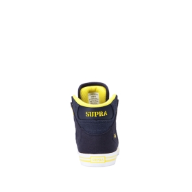 Kids Supra High Top Shoes VAIDER Navy/Yellow/white | AU-52870